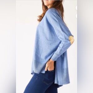 MERSEA THE AMOUR SWEATER Women’s OS HEART PATCH SALTWATER BLUE/HEART OF GOLD